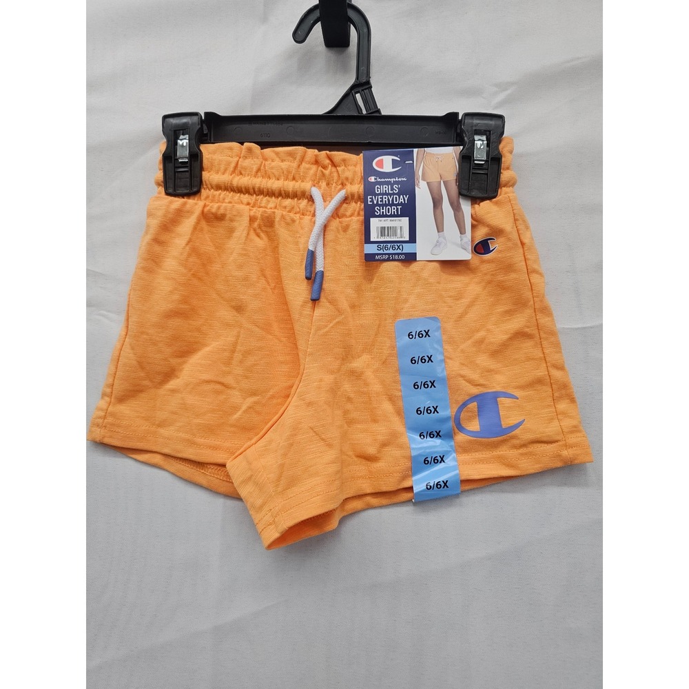 Champion Girls Athletic Shorts Orange Cotton Blend Casual Size Small 6/6X‎